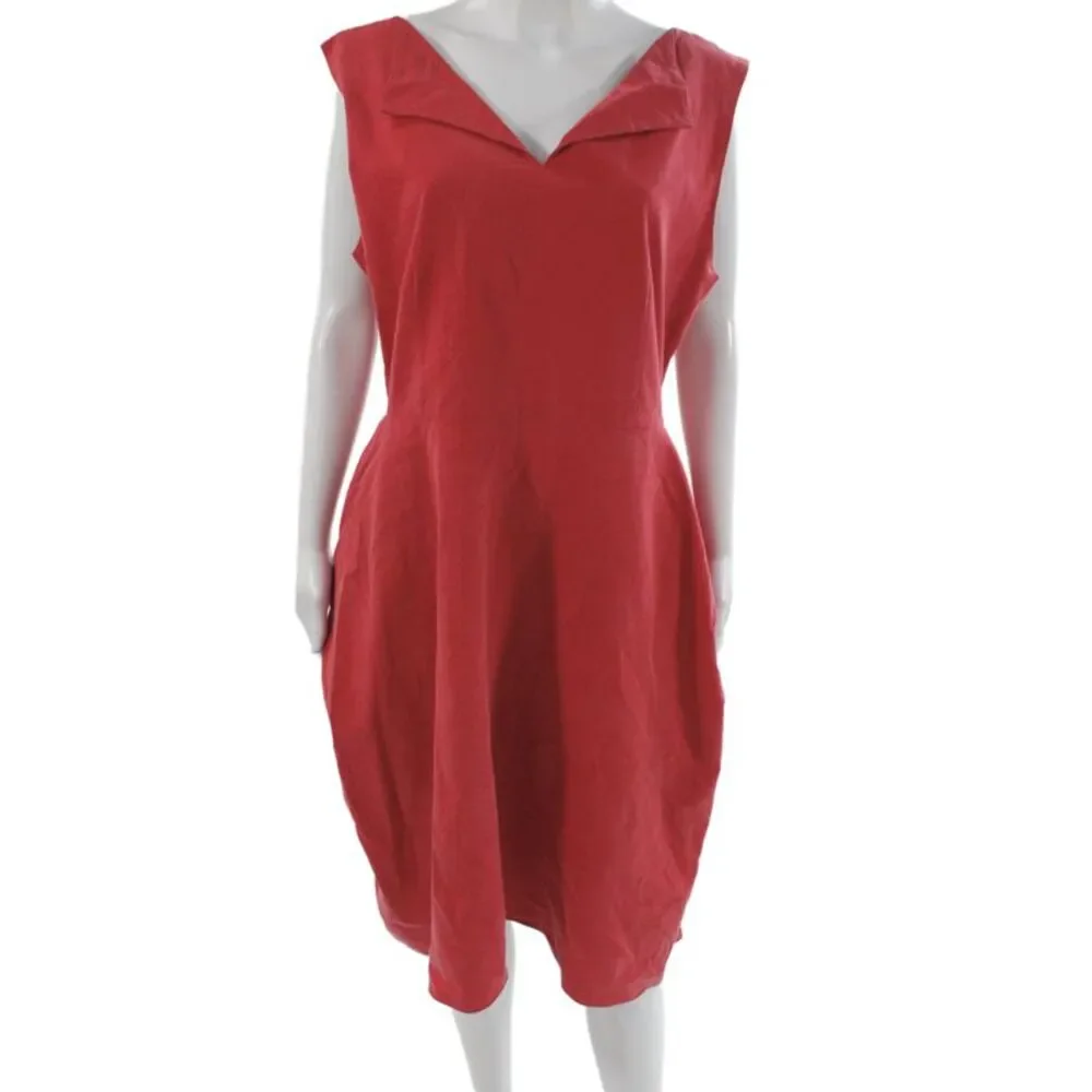 Vivienne Westwood Womens Red Shift Dress Sleeveless V Neck Cotton Size 48